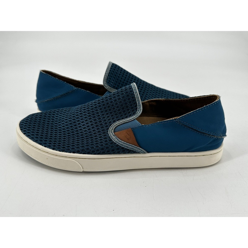 Olukai Pehuea Slip On Seankers Shoes Aqua Blue Drop Heel Mesh Size 8‎